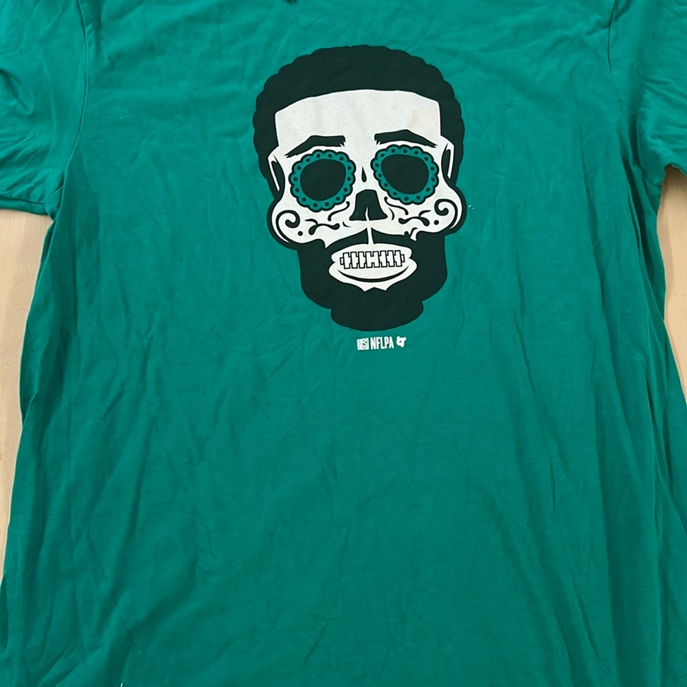 Jalen Hurts New Green  Teal Graphic Skull T-Shirt XXL